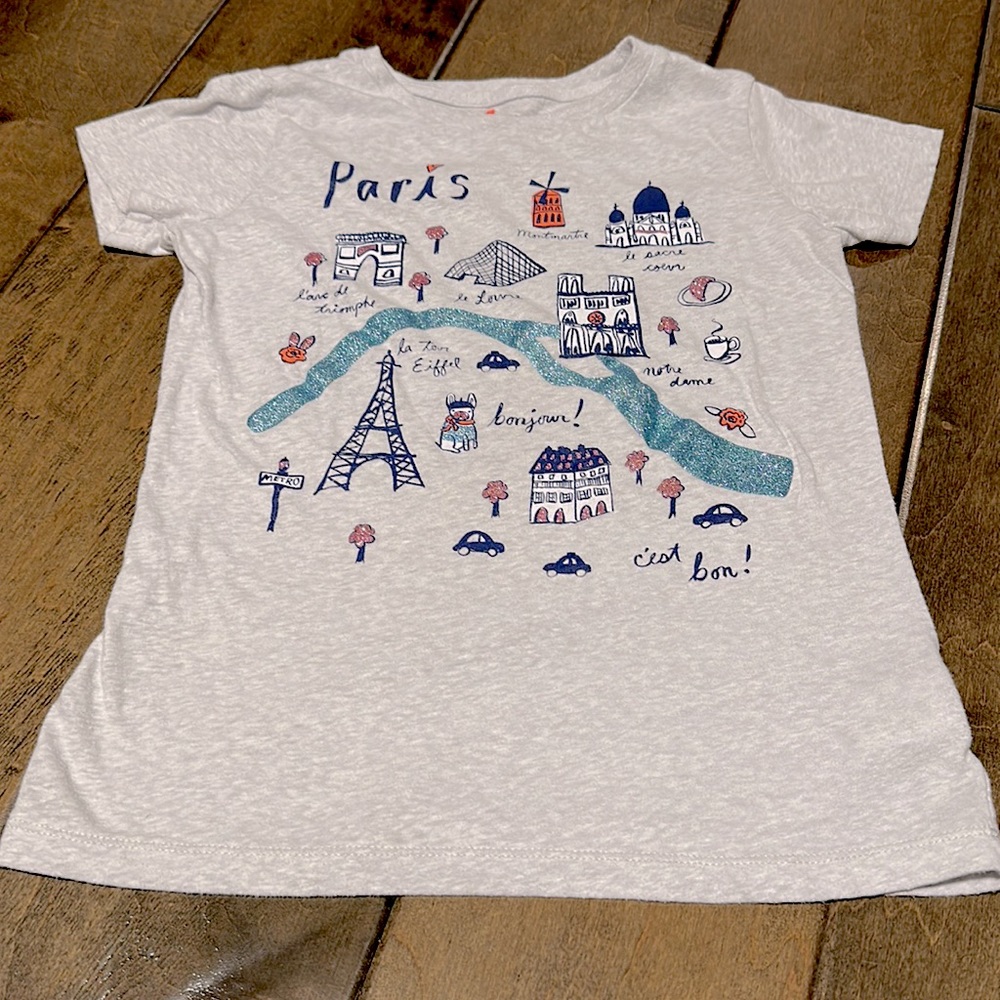 Crewcuts by J Crew Paris landmarks pale blue heather t shirt